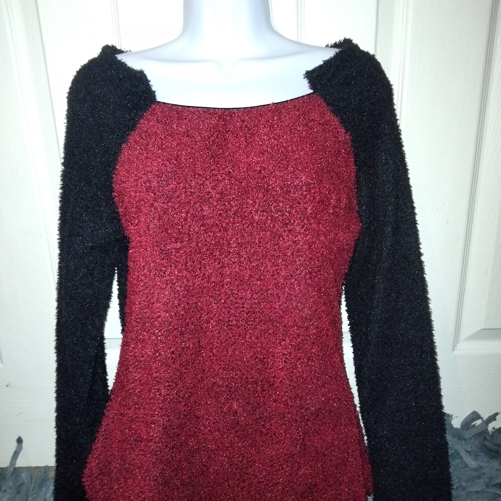 Anac Women's Sweater, Med. Red/Black